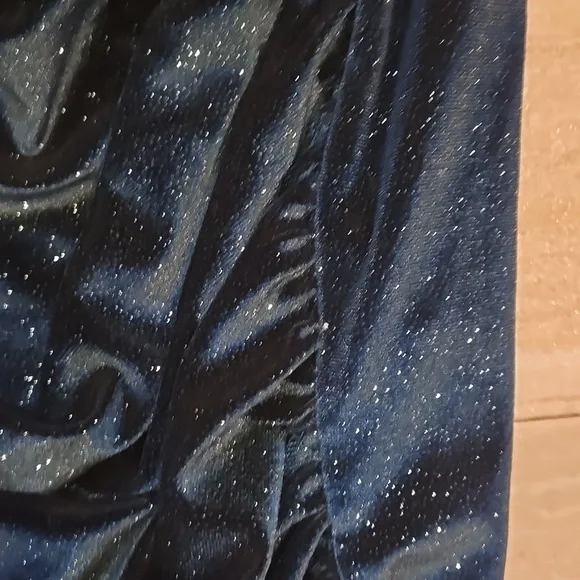 Altar'd State Holiday Dark Green Shimmery Velvet Midi Dress - Picture 8 of 10